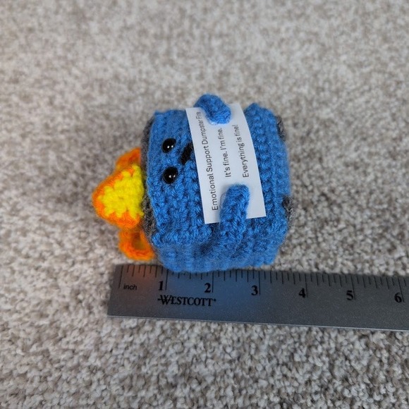 Blue Emotional Support Dumpster Fire Plush Toy Funny Novelty Gift Desk Buddy - Picture 9 of 9